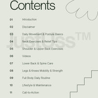 Table of contents for the Daily Pain Relief Guide outlining key sections and chapters.